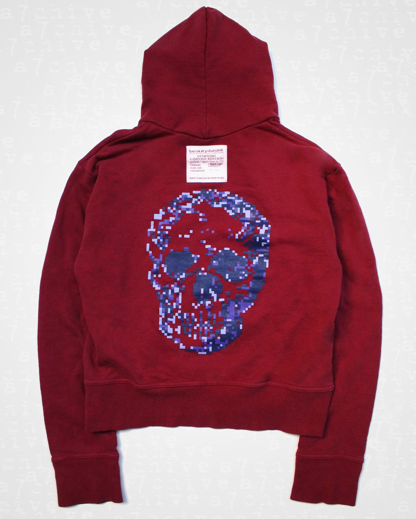 Beauty:Beast Pixelated Skull Hoodie