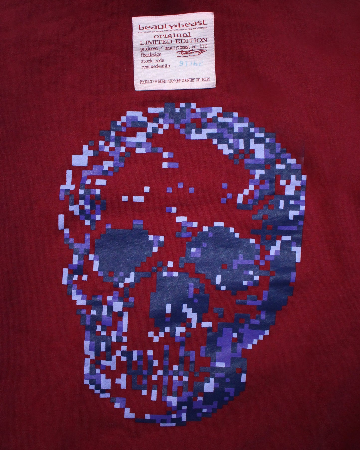 Beauty:Beast Pixelated Skull Hoodie